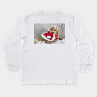 Maltipoo Santa Kids Long Sleeve T-Shirt